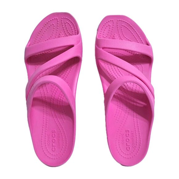 Crocs Kadee II Women's 10 Strappy Slip On Sandals Electric Pink Beach Pool - Picture 5 of 9